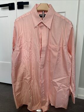 Kirkland Signature Pink Gingham Long-Sleeve Dress Shirt